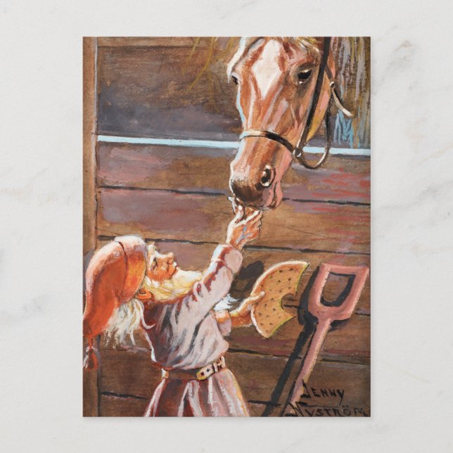 Cartes Pour Fêtes Annuelles Jenny Nyström - Joyeux Cheval de Noël dans une sta (Devant)