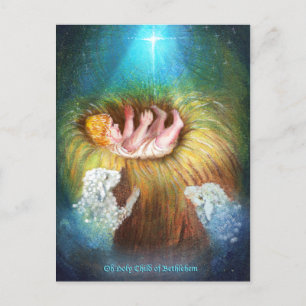 Cartes Pour Fêtes Annuelles Jésus bébé dans une crèche