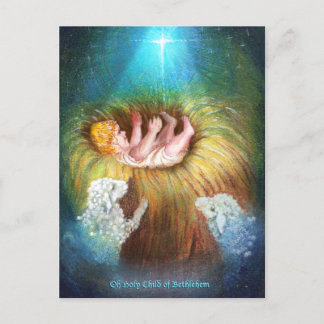 Cartes Pour Fêtes Annuelles Jésus bébé dans une crèche