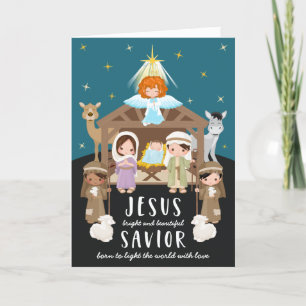 Cartes Pour Fêtes Annuelles Jésus bébé de la Nativité mignon Noël   Noir