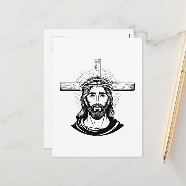 Cartes Pour Fêtes Annuelles Jésus-Christ (Devant/Arrière en situation)