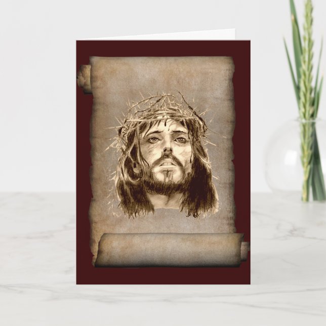 Cartes Pour Fêtes Annuelles Jésus-Christ Couronne d'épines sur le rouleau (Devant)