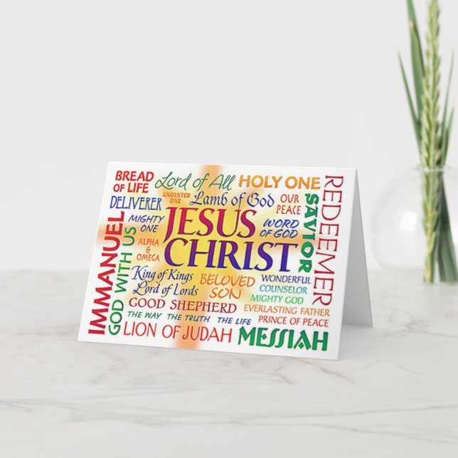 CARTES POUR FÊTES ANNUELLES JÉSUS CHRIST, NOM AU-DESSUS DE TOUS LES NOMS (Devant)