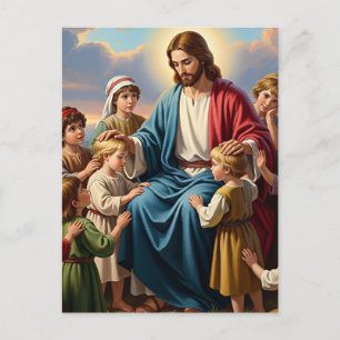 Cartes Pour Fêtes Annuelles Jésus entouré d'enfants