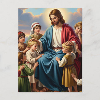 Cartes Pour Fêtes Annuelles Jésus entouré d'enfants