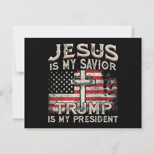 Cartes Pour Fêtes Annuelles Jésus Est Mon Sauveur Trump Est Mon Président Amér (Devant)