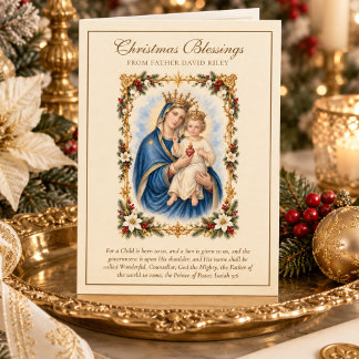 Cartes Pour Fêtes Annuelles Jésus et Notre-Dame du Sacré-Cœur Floral 