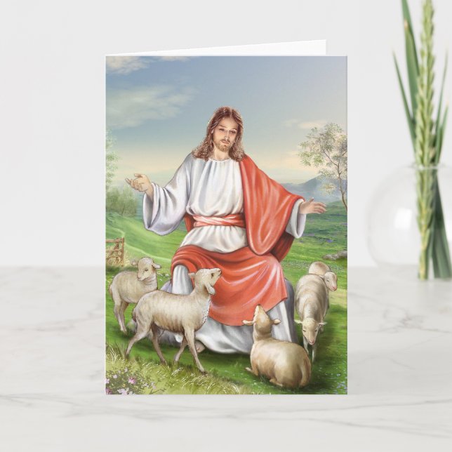 Cartes Pour Fêtes Annuelles Jésus le bon Berger (Devant)