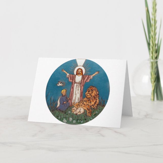 Cartes Pour Fêtes Annuelles Jésus le Lion et l'Agneau (Devant)