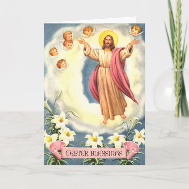 Cartes Pour Fêtes Annuelles Jésus lève les bénédictions de Pâques (Devant)