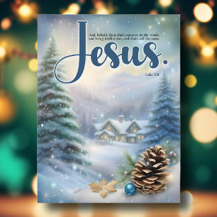 Cartes Pour Fêtes Annuelles Jesus Luke Verse Russe Woodland Pines Noël