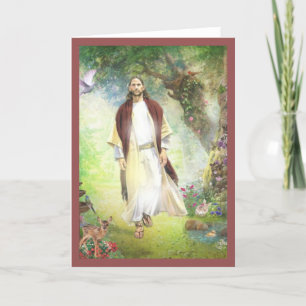 Cartes Pour Fêtes Annuelles Jésus Marchant Dans Le Jardin De Gethsémani