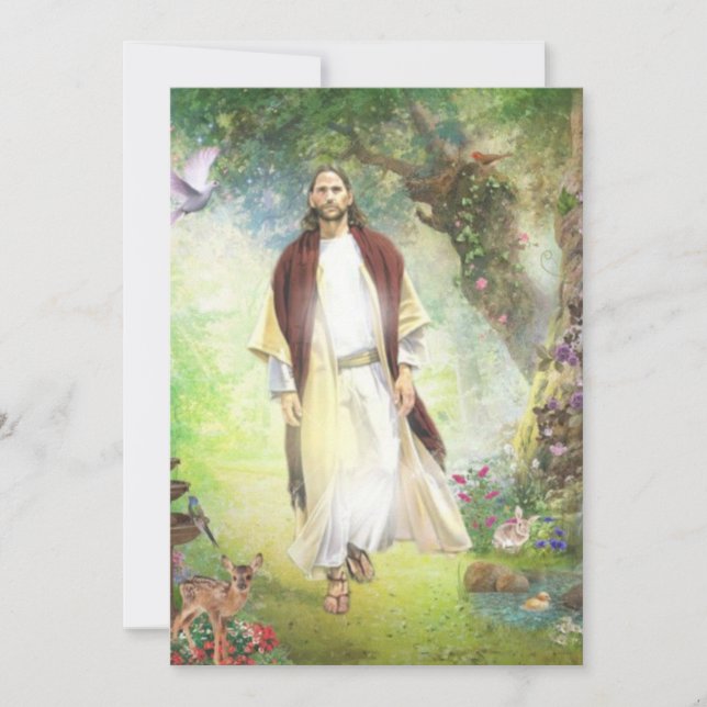 Cartes Pour Fêtes Annuelles Jésus Marchant Dans Le Jardin De Gethsémani (Devant)