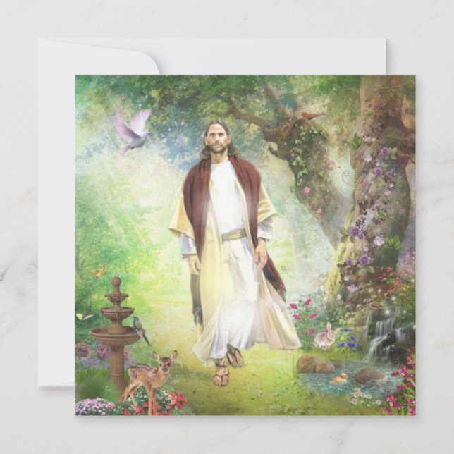 Cartes Pour Fêtes Annuelles Jésus Marchant Dans Le Jardin De Gethsémani  (Devant)