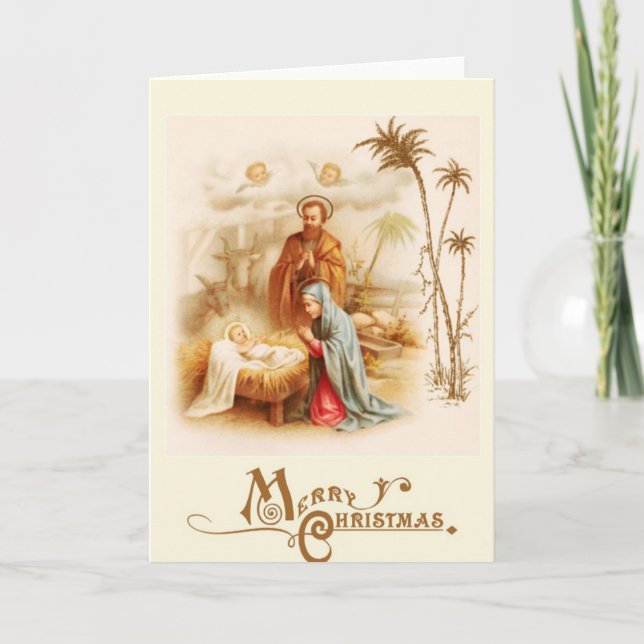 Cartes Pour Fêtes Annuelles Jésus, Mary, et Joseph (Devant)