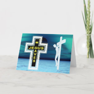 Cartes Pour Fêtes Annuelles Jésus sauve la photo de crucifixion