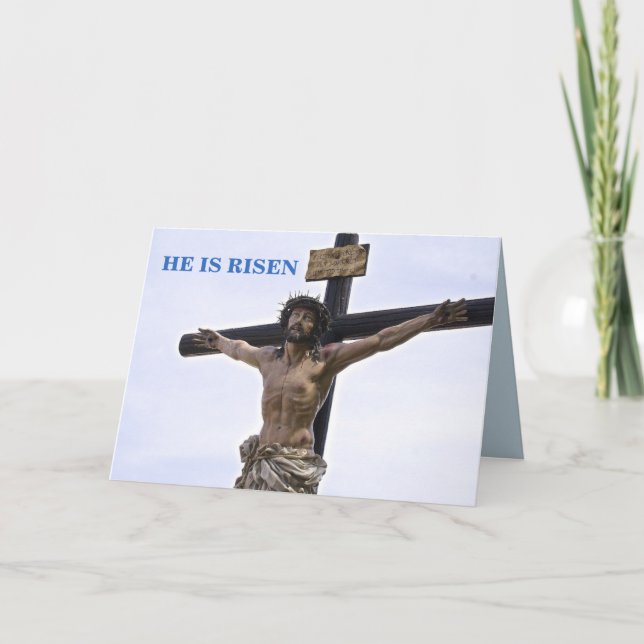 CARTES POUR FÊTES ANNUELLES JÉSUS SUR LA CROIX IL EST RELEEN EASTER (Devant)