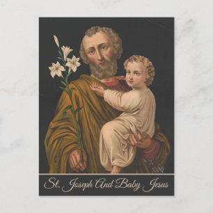 Cartes Pour Fêtes Annuelles Jésus vintage et Saint Joseph Religieux Chrétien