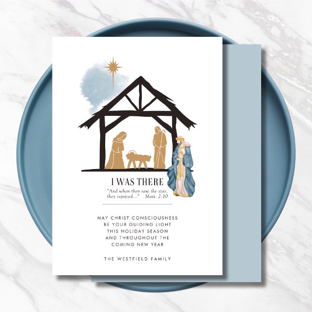 Cartes Pour Fêtes Annuelles J'Étais Là Citation De La Bible Wiseman Scène De L (I Was There Wiseman Bible Quote Nativity Scene Christmas Card)