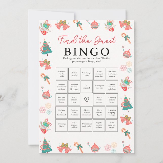 Cartes Pour Fêtes Annuelles Jeu de Baby shower de Noël - Trouver le Bingo invi (Devant)