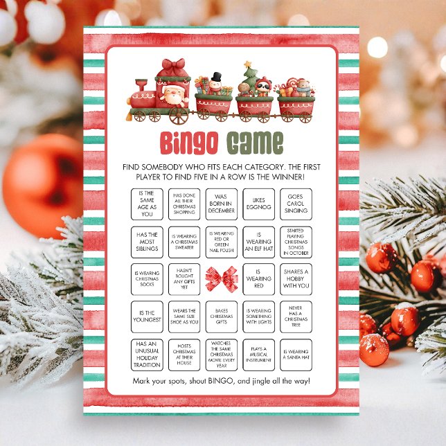 Cartes Pour Fêtes Annuelles Jeu de Bingo de Noël (Christmas Game Card)