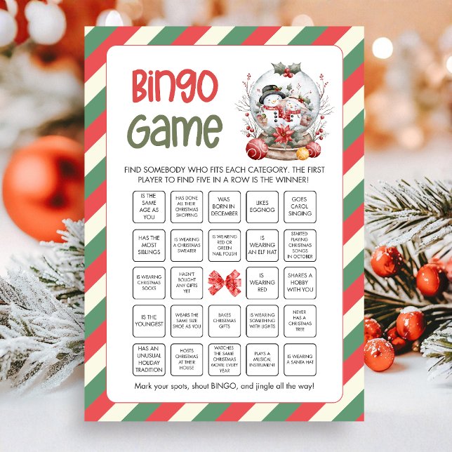 Cartes Pour Fêtes Annuelles Jeu de Bingo de Noël (Bingo Christmas Game Card)