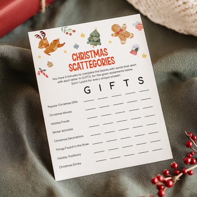 Cartes Pour Fêtes Annuelles Jeu de Catégories de Noël (Christmas Party Games )