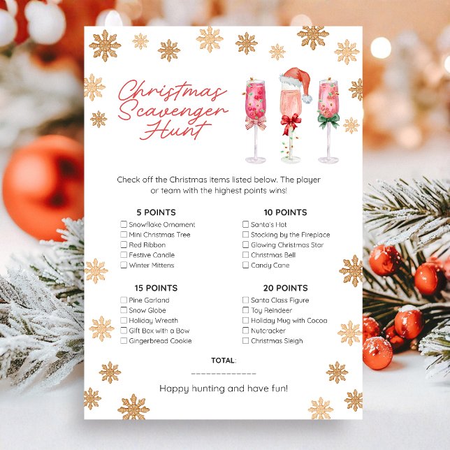 Cartes Pour Fêtes Annuelles Jeu de chasse au trésor de Noël (Scavenger Hunt Christmas Game Card)