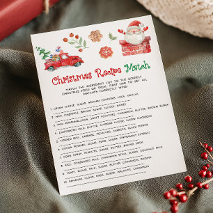 Cartes Pour Fêtes Annuelles Jeu de correspondance de recettes de Noël de Santa