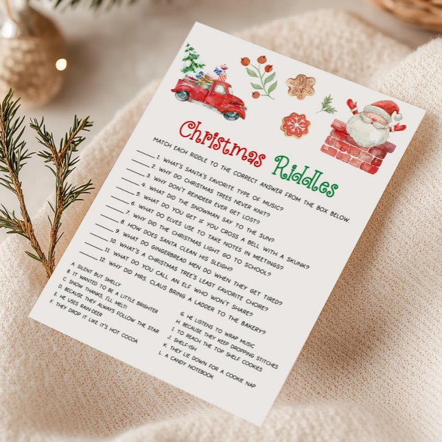 Cartes Pour Fêtes Annuelles Jeu de devinettes de Noël du Père Noël (Christmas Party Games)