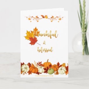 Cartes Pour Fêtes Annuelles Jeu de Grâces et Bienheureux Script d'or Thanksgiv