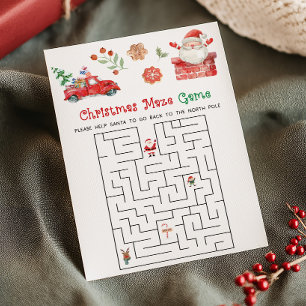 Cartes Pour Fêtes Annuelles Jeu de labyrinthe de Noël du Père Noël 