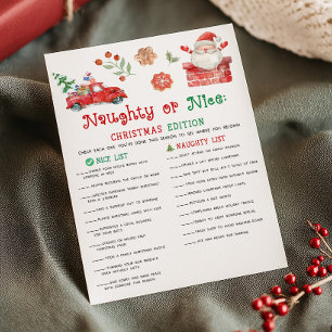 Cartes Pour Fêtes Annuelles Jeu de Noël de Santa Méchant ou Gentil