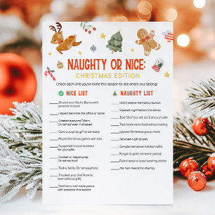 Cartes Pour Fêtes Annuelles Jeu de Noël méchant ou gentil