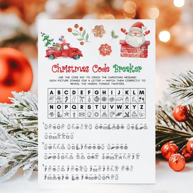 Cartes Pour Fêtes Annuelles Jeu de rupture de code de Noël du Père Noël (Christmas Party Games)