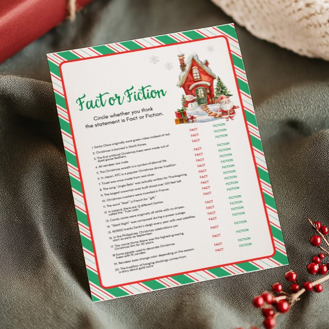 Cartes Pour Fêtes Annuelles Jeu de vérification des faits ou fiction pour la f (Christmas Party Games)