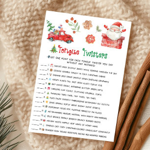 Cartes Pour Fêtes Annuelles Jeu de virelangue de Noël avec le Père Noël