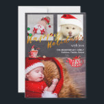 Cartes Pour Fêtes Annuelles Jeu d'or Chalkboard elfe de Noël photo de vacances<br><div class="desc">3 photo carte personnalisable, Aquarelle art original amusant avec elfes amusants, teacup et carte d'ornements créés juste pour vous. Célébrez la saison des Joyeux Fêtes et diffusez Joy et chaleur avec cette carte amusante Watercolor. Arrière - plan de tableau noir et or Script "Joyeuses fêtes". Coeurs de feuille d'or au...</div>