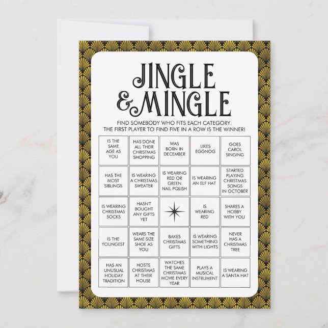 Cartes Pour Fêtes Annuelles Jeu Jingle & Mingle Art Déco (Devant)