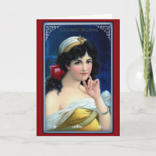 Cartes Pour Fêtes Annuelles Jeune Femme Romantique Vintage pour la Saint-Valen