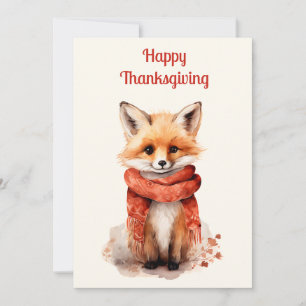 Cartes Pour Fêtes Annuelles Jeune renard mignon dans une écharpe rouge pour Th