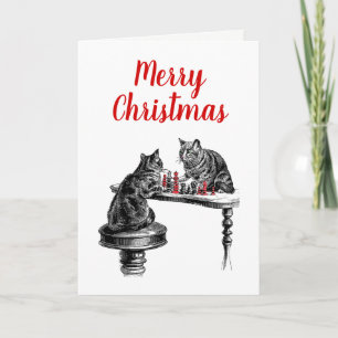 Cartes Pour Fêtes Annuelles Jeux de société Deux chats jouant aux échecs Match