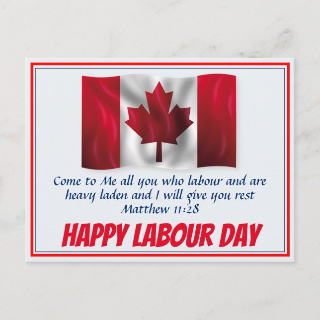 Cartes Pour Fêtes Annuelles JEUX JOUR DU TRAVAIL Écriture Canada Drapeau Custo (Devant)