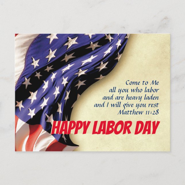 Cartes Pour Fêtes Annuelles JEUX JOUR DU TRAVAIL Écriture USA Drapeau Customis (Devant)