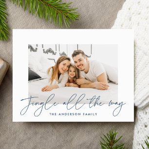 Cartes Pour Fêtes Annuelles Jingle All The Way Navy Script Photo