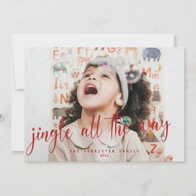 Cartes Pour Fêtes Annuelles Jingle All Way Red Script Photo (Devant)