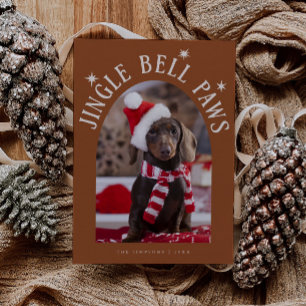 Cartes Pour Fêtes Annuelles Jingle Bell Paws Chien Photo Terracotta Noël