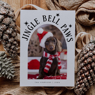 Cartes Pour Fêtes Annuelles Jingle Bell Paws Photo Chien blanc Noël