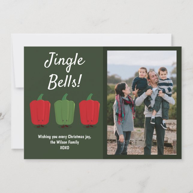 Cartes Pour Fêtes Annuelles Jingle Bell Peppers Photo Noël (Devant)