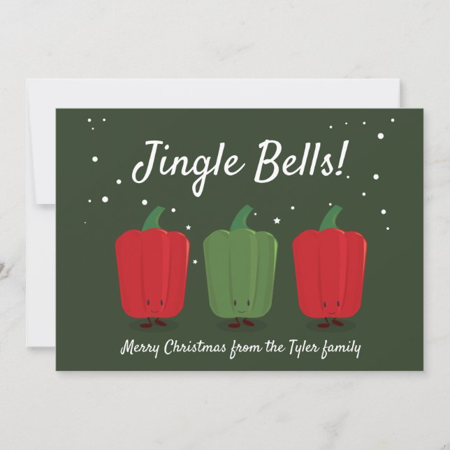 Cartes Pour Fêtes Annuelles Jingle Bell Poivre de Noël Appartement de vacances (Devant)